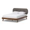 Baxton Studio Penelope Solid Walnut Wood Grey Upholstered King Size Platform Bed 131-7111 - alternate 1